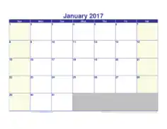 Free Blank Calendar 2017 Template