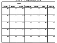 Month At Glance Blank Calendar Template