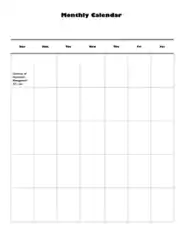 Monthly Blank Calendar Example Template