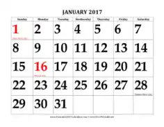 Monthly Calendar Sample Template