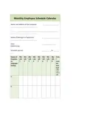 Free Download PDF Books, Monthly Employee Schedule Calendar Template