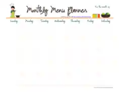 Free Download PDF Books, Monthly Food Calendar Template