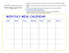 Free Download PDF Books, Monthly Meal Calendar Template