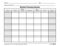 Free Download PDF Books, Monthly Planning Calendar Template