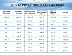 Monthly Time Sheet Calendar Template