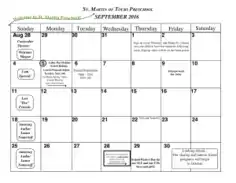 Preschool Monthly Calendar Template