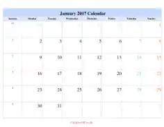 Printable Landscape Monthly Calendar Template