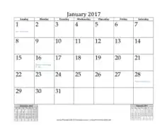 Printable Mini Month Calendar Template