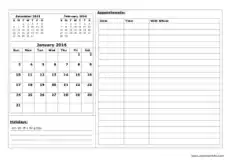 Free Download PDF Books, Printable Monthly Appointment Calendar Template
