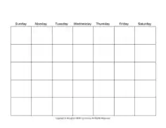 Sample Blank Monthly Calendar Template