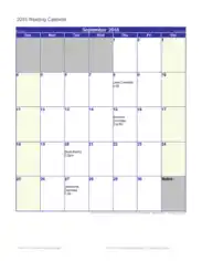 Sample Monthly Meeting Calendar Template