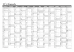 Free Download PDF Books, 2016 One Page Calendar Template