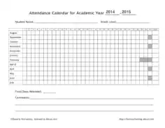 Sample Yearly Attendance Calendar Template
