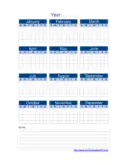 Free Download PDF Books, Sample Yearly Calendar Template