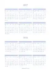 Split Year Calendar 2017-2018 Template