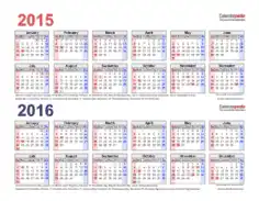 Free Download PDF Books, Two Yearly Calendar Template