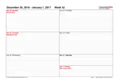 52 Weekl Schedule Calendar Template
