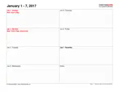 Free Download PDF Books, Weekly Calendar Sample Template
