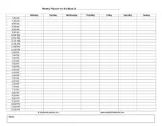 Free Download PDF Books, Weekly Hourly Planning Calendar Template