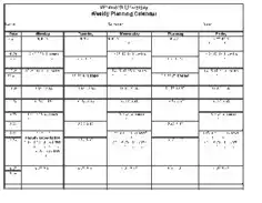 Weekly Planning Calendar Printable Template