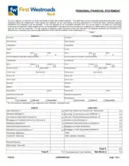 FW Bank Personal Financial Statement Template