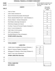 Free Download PDF Books, Personal Financial Statement Worksheet Template