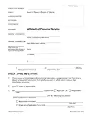 Affidavit of Personal Service Form Template