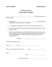 Free Download PDF Books, Affidavit in Lieu of Social Security Number Template