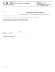Affidavit of Accuracy for Translation Template