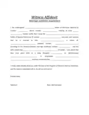 Marriage Witness Affidavit Form Template