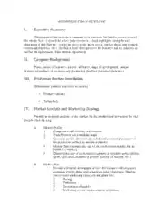 Executive Summary Business Plan Outline Template