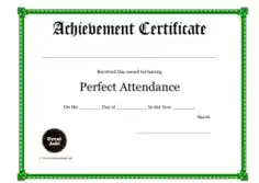Free Download PDF Books, Perfect Attendance Award Certificate Template