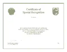 Congratulation Certificate For Special Recognition Template