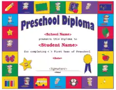 Sample Preschool Graduation Certificate Template