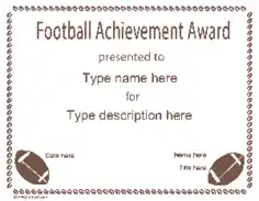 Free Download PDF Books, Football Certificate Sample Template