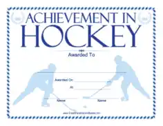 Official Hockey Certificate Template
