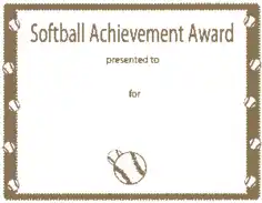 Softball Certificate of Achievement Template
