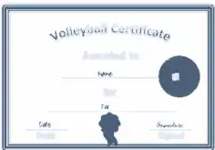 Volleyball Certificate of Achievement Template
