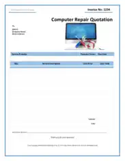 Free Download PDF Books, Computer Repair Quotation Template