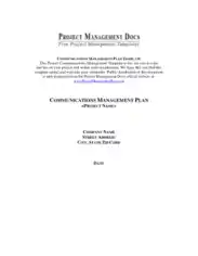 Free Download PDF Books, Project Management Communication Plan Template