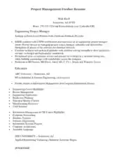 Free Download PDF Books, Project Management Fresher Resume Template