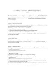 Construction Management Contract Free Template