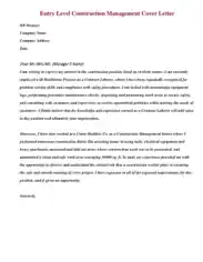 Free Download PDF Books, Entry Level Construction Management Cover Letter Template