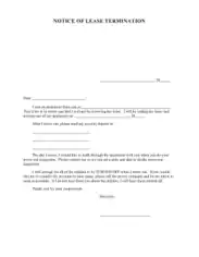 Notice of Cancellation Letter For Lease Termination Template