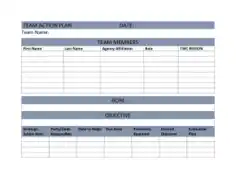 Free Download PDF Books, Blank Team Action Plan Template