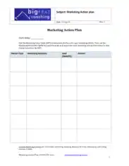 Free Download PDF Books, Marketing Action Plan(1) Template