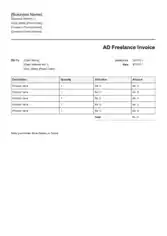 Free Download PDF Books, Advertising Freelance Invoice Template