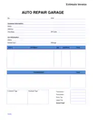 Free Download PDF Books, Auto Repair Estimate Invoice Template