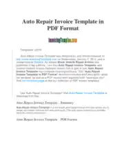 Free Download PDF Books, Auto Repair Service Invoice Template