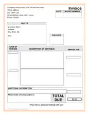Blank Billing Invoice Free Template